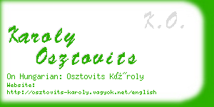 karoly osztovits business card